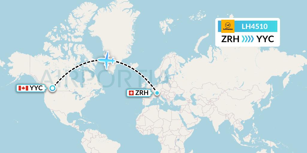 LH4510 Lufthansa Flight Map: Zurich to Calgary