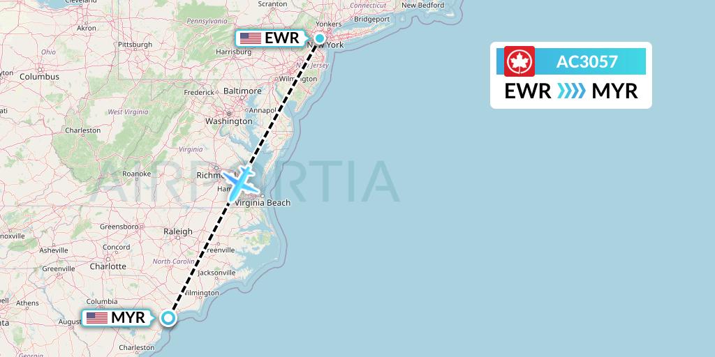 AC3057 Flight Status Air Canada New York to Myrtle Beach (ACA3057)