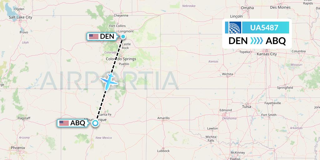 UA5487 United Airlines Flight Map: Denver to Albuquerque