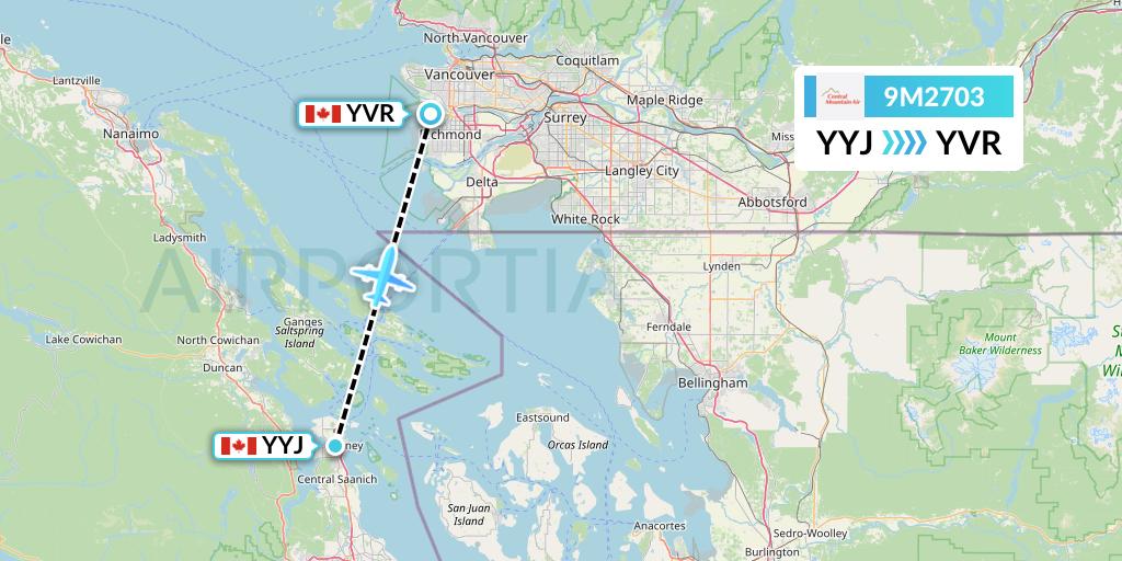 9M2703 Central Mountain Air Flight Map: Victoria to Vancouver
