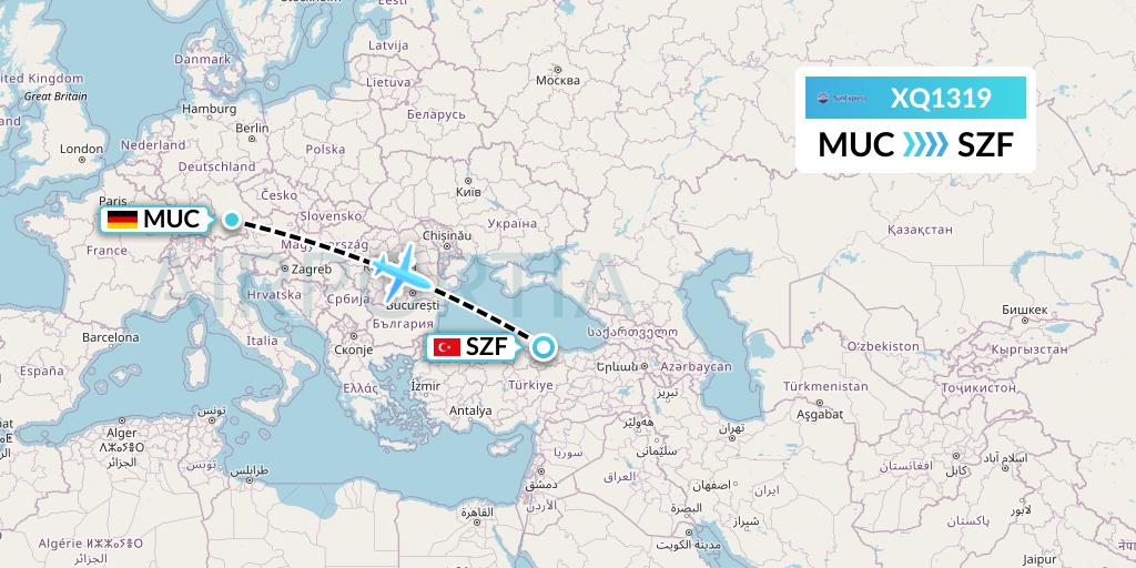 XQ1319 SunExpress Flight Map: Munich to Samsun