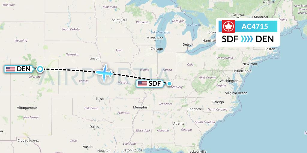 AC4715 Air Canada Flight Map: Louisville to Denver