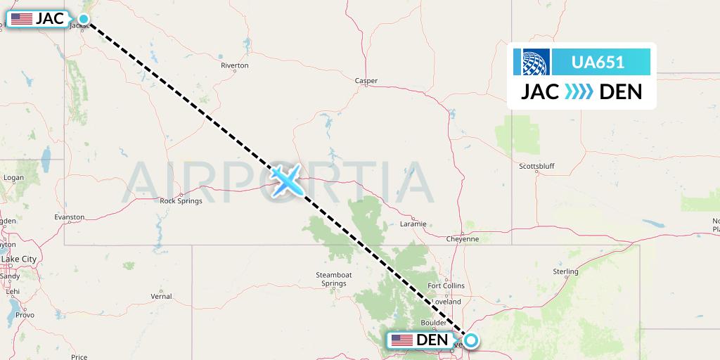 UA651 United Airlines Flight Map: Jackson to Denver