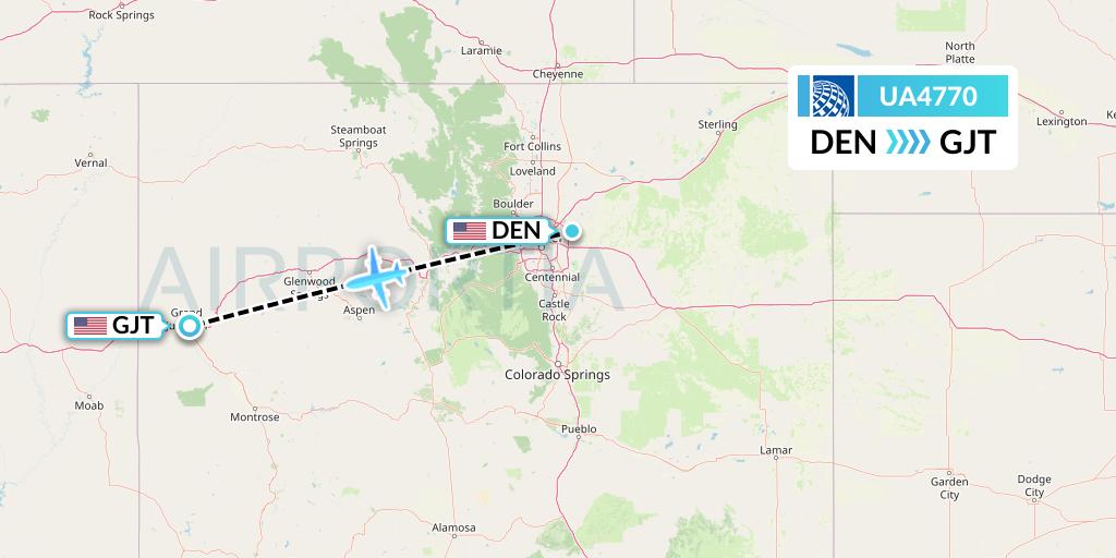 UA4770 United Airlines Flight Map: Denver to Grand Junction