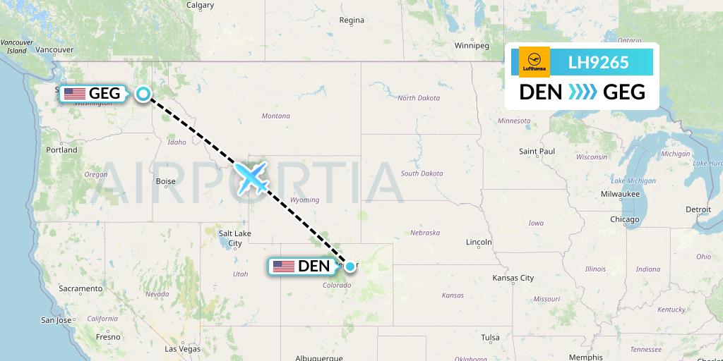 LH9265 Lufthansa Flight Map: Denver to Spokane