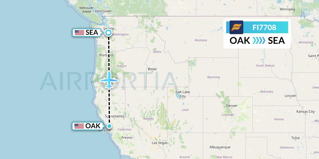 FI7708 Icelandair Flight Map: Oakland to Seattle