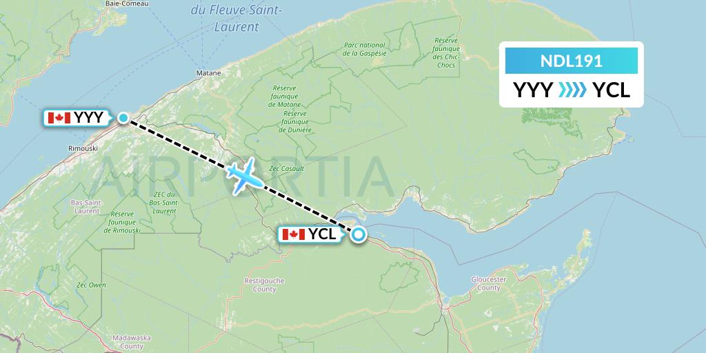 NDL191 Chrono Aviation Flight Map: Mont-Joli to Charlo