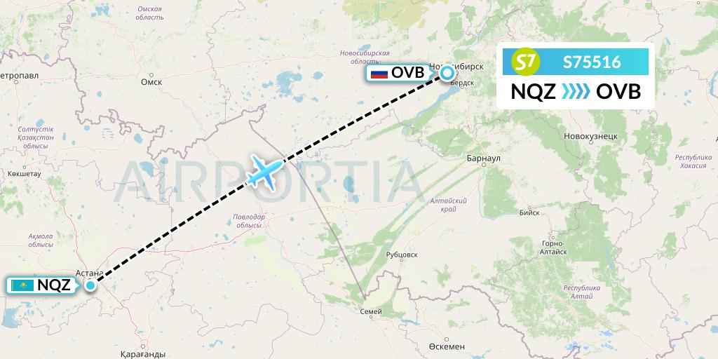 S75516 Flight Status S7 Airlines Astana to Novosibirsk (SBI5516)