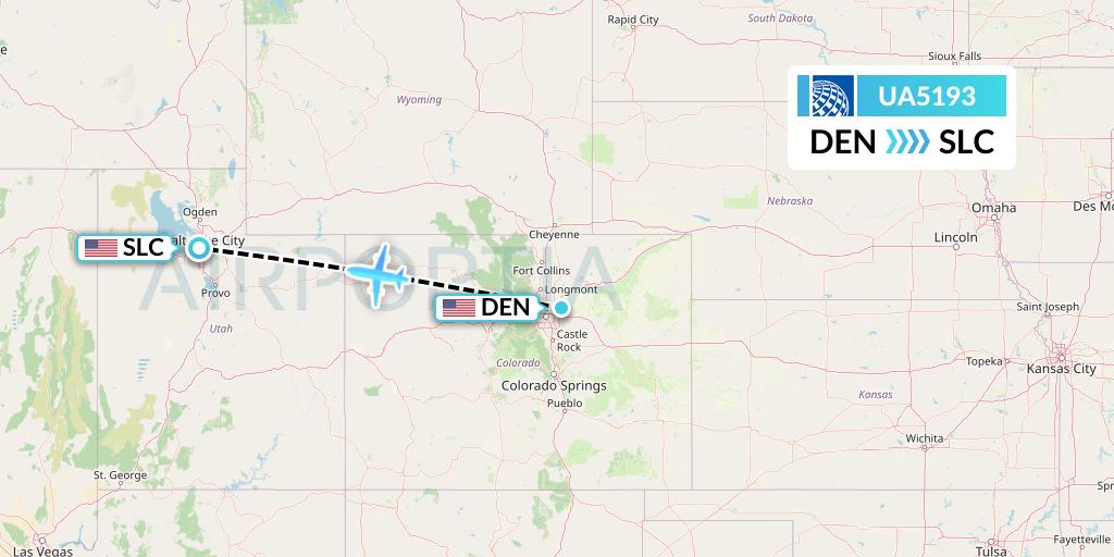 UA5193 United Airlines Flight Map: Denver to Salt Lake City