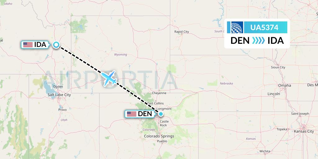 UA5374 United Airlines Flight Map: Denver to Idaho Falls