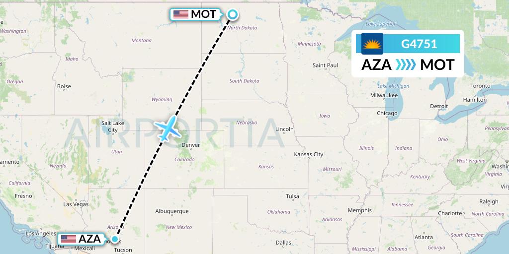 G4751 Allegiant Air Flight Map: Phoenix to Minot
