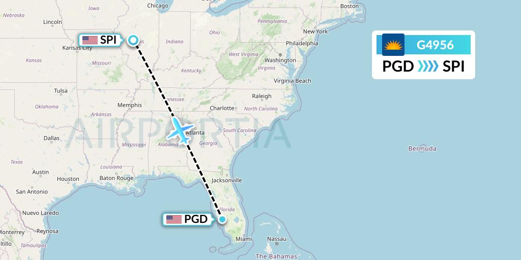 G4956 Allegiant Air Flight Map: Punta Gorda to Springfield