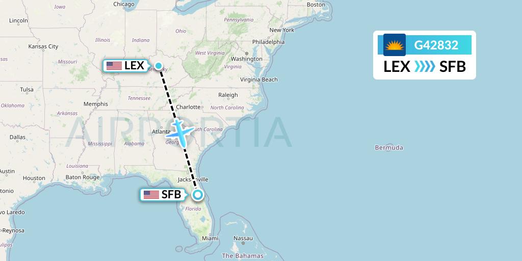 G42832 Allegiant Air Flight Map: Lexington to Orlando