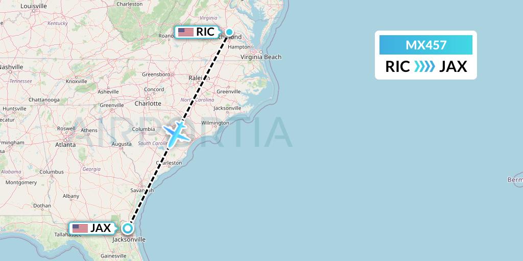 MX457 Flight Status Breeze Airways Richmond to Jacksonville (MXY457)