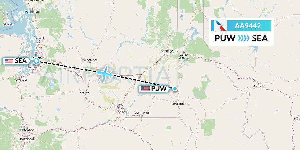 AA9442 American Airlines Flight Map: Pullman to Seattle