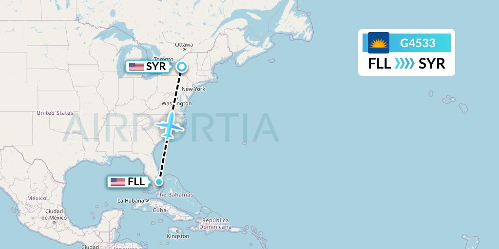 G4533 Allegiant Air Flight Map: Fort Lauderdale to Syracuse