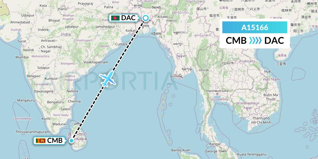 A15166 A.p.g. Distribution Systems Flight Map: Colombo to Dhaka