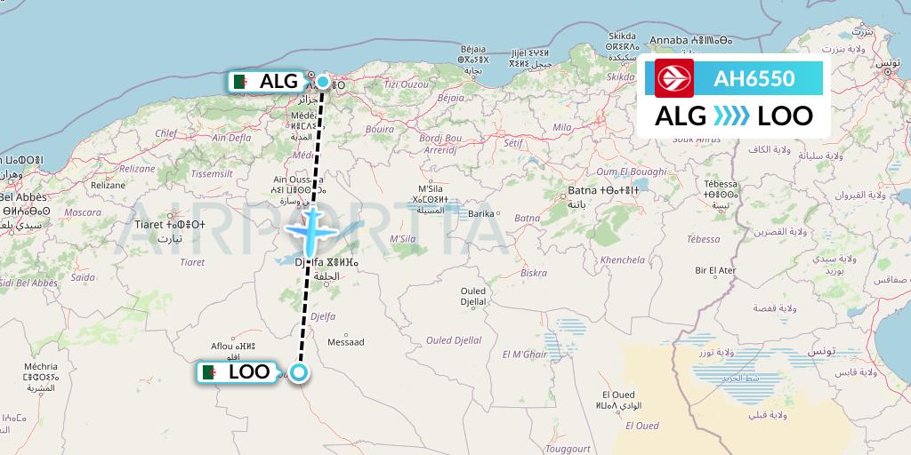 AH6550 Air Algerie Flight Map: Algiers to Laghouat