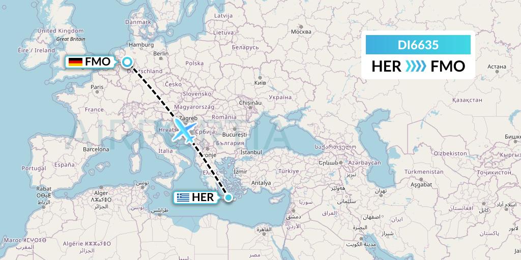 DI6635 Marabu Airlines Flight Map: Heraklion to Munster