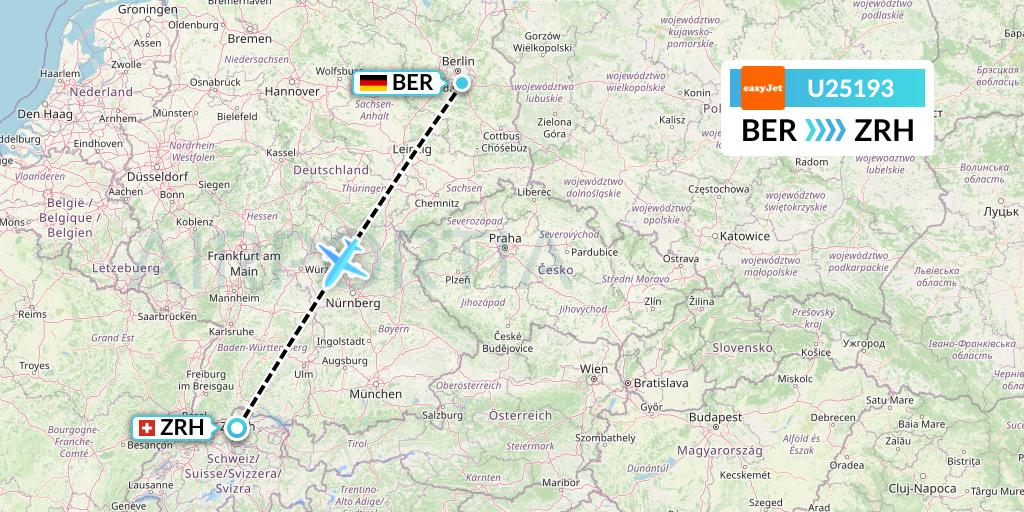 U25193 EasyJet Flight Map: Berlin to Zurich
