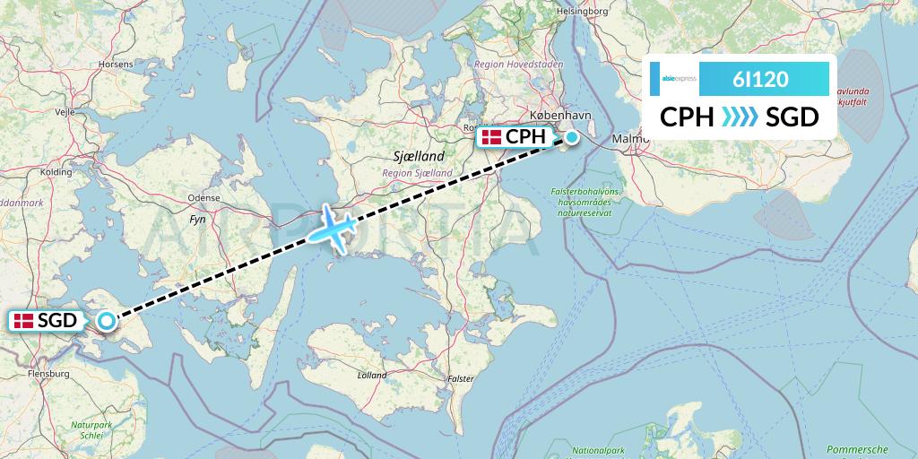 6I120 Air Alsie Flight Map: Copenhagen to Sonderborg