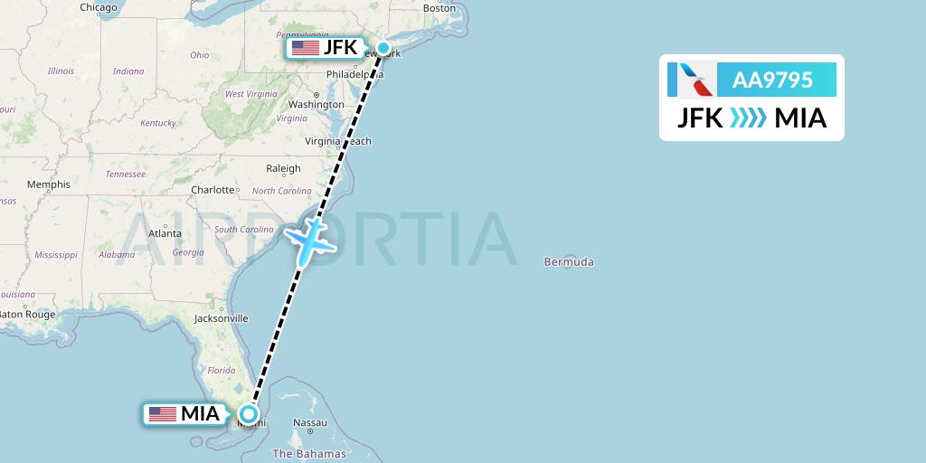 AA9795 American Airlines Flight Map: New York to Miami