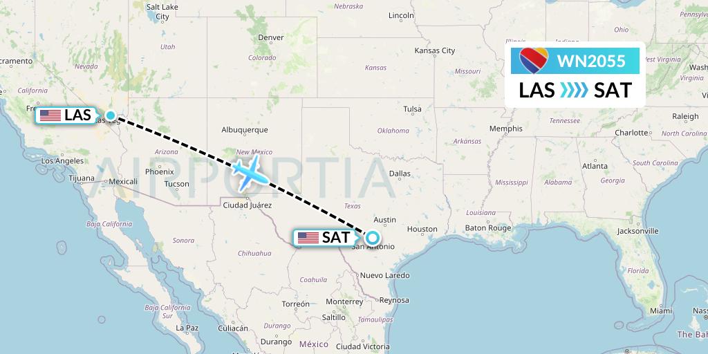 WN2055 Southwest Airlines Flight Map: Las Vegas to San Antonio