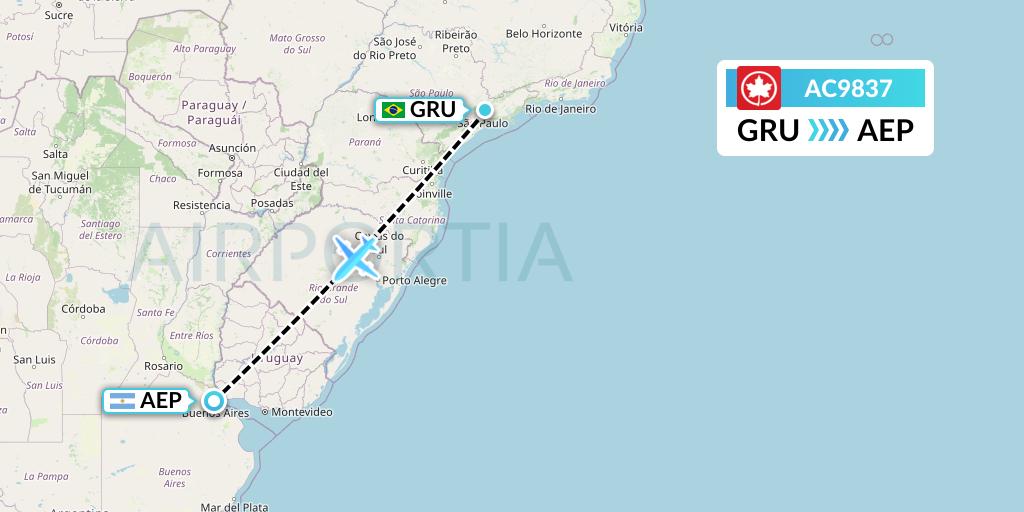 AC9837 Air Canada Flight Map: Sao Paulo to Buenos Aires