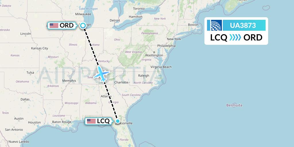 UA3873 United Airlines Flight Map: Lake City to Chicago