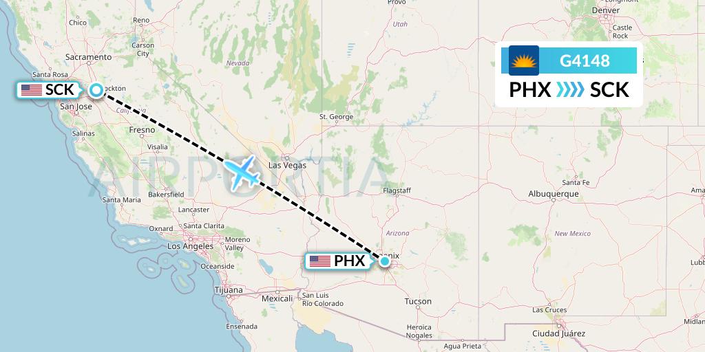 G4148 Allegiant Air Flight Map: Phoenix to Stockton