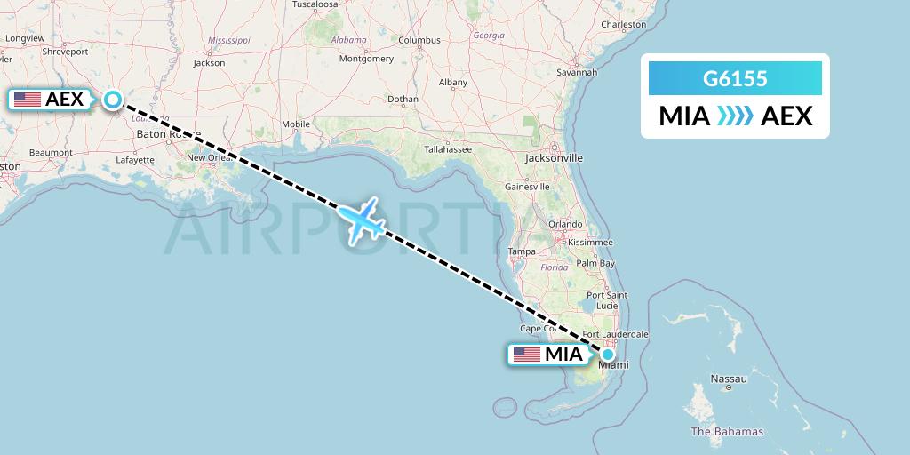 G6155 Fly Arna Flight Map: Miami to Alexandria