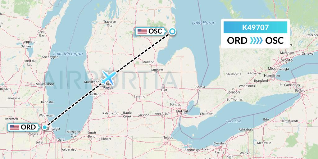 K49707 Kalitta Air Flight Map: Chicago to Oscoda