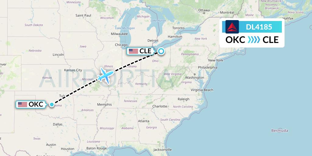 DL4185 Flight Status Delta Air Lines Oklahoma City to Cleveland (DAL4185)