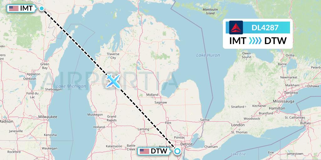 DL4287 Flight Status Delta Air Lines Iron Mountain Kingsford to