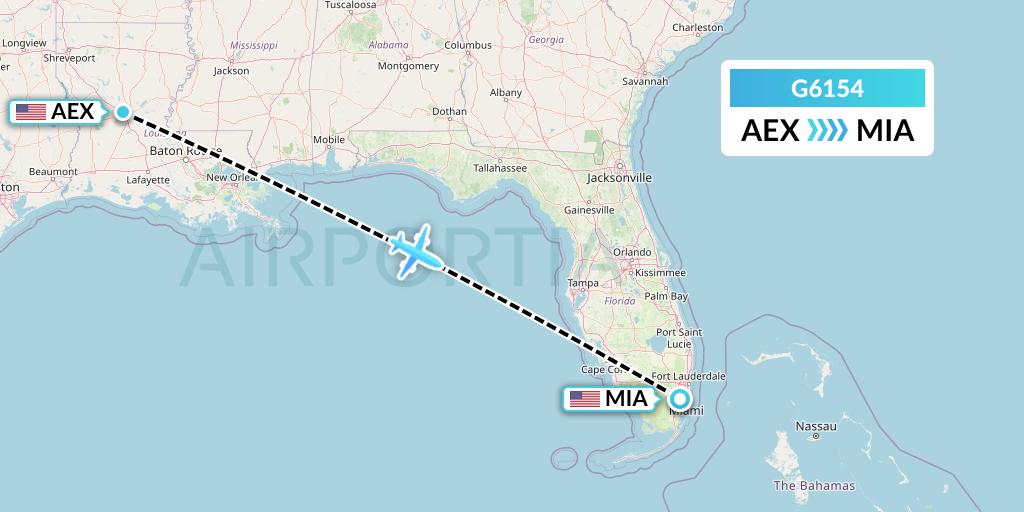 G6154 Fly Arna Flight Map: Alexandria to Miami