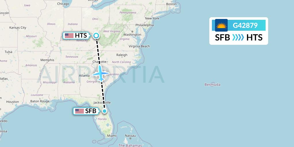 G42879 Allegiant Air Flight Map: Orlando to Huntington