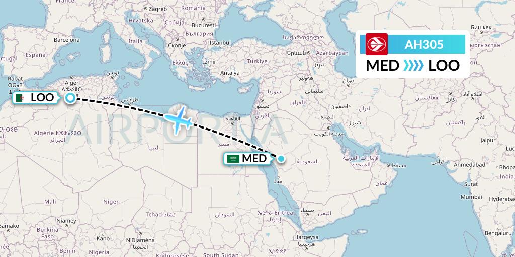 AH305 Air Algerie Flight Map: Medina to Laghouat