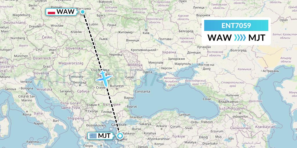 ENT7059 Enter Air Flight Map: Warsaw to Mytilene