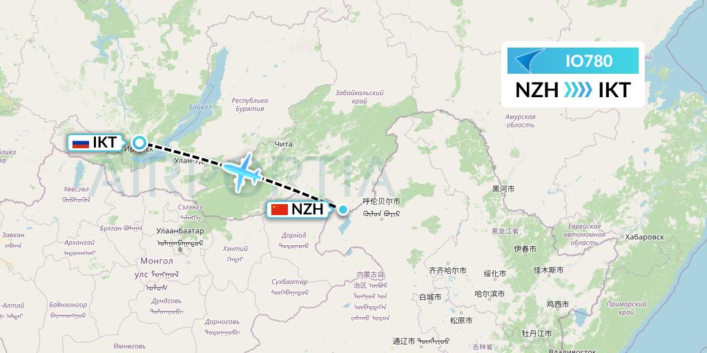 IO780 IrAero Flight Map: Manzhouli to Irkutsk