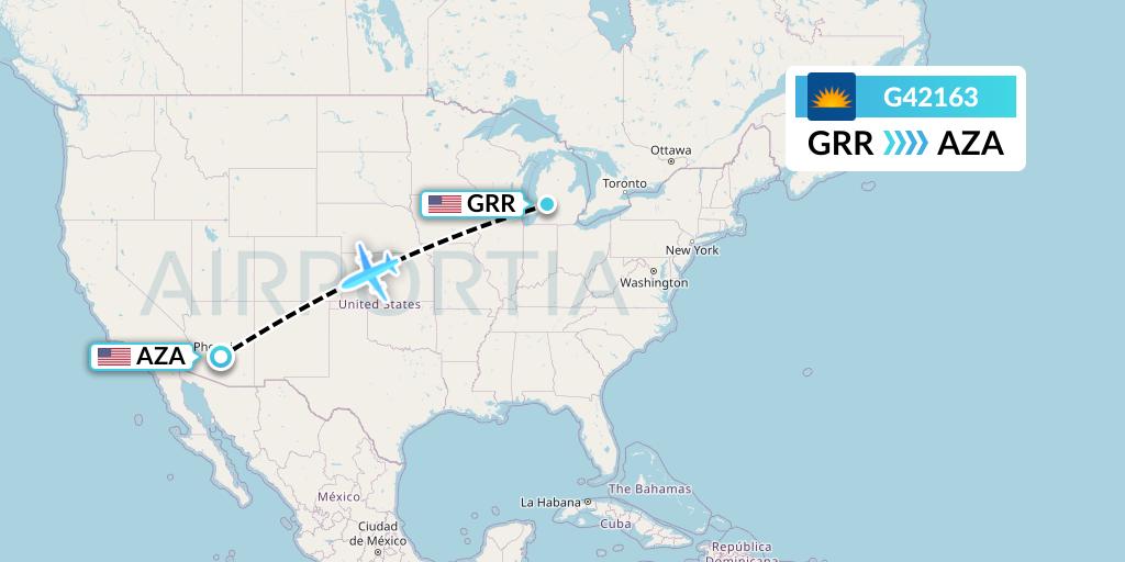 G42163 Allegiant Air Flight Map: Grand Rapids to Phoenix