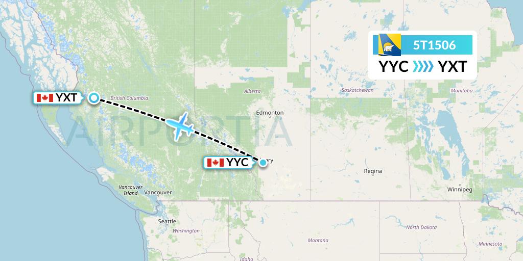 5T1506 Canadian North Flight Map: Calgary to Terrace