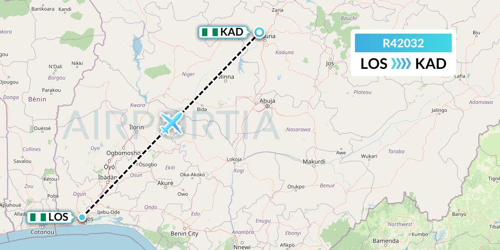 R42032 Rano Air Flight Map: Lagos to Kaduna