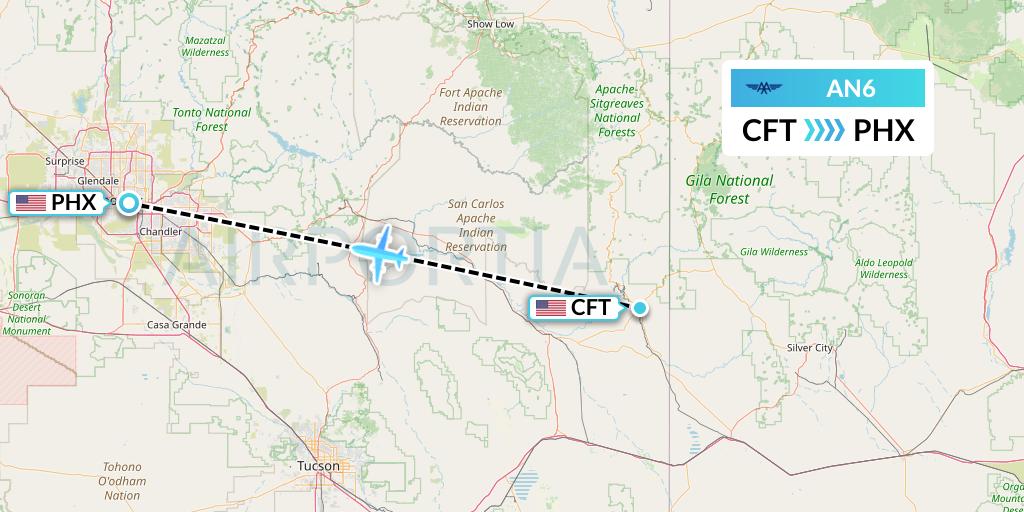 AN6 Advanced Air Flight Map: Clifton to Phoenix