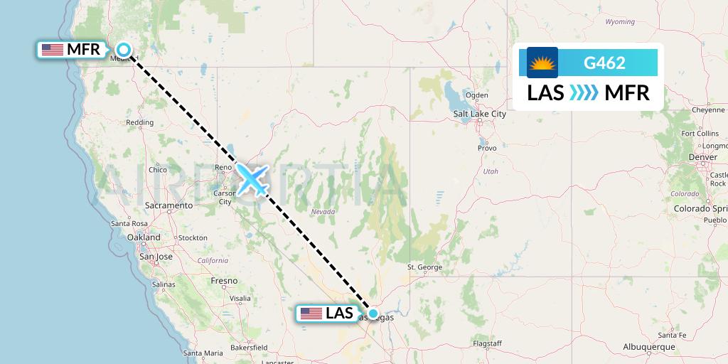 G462 Allegiant Air Flight Map: Las Vegas to Medford