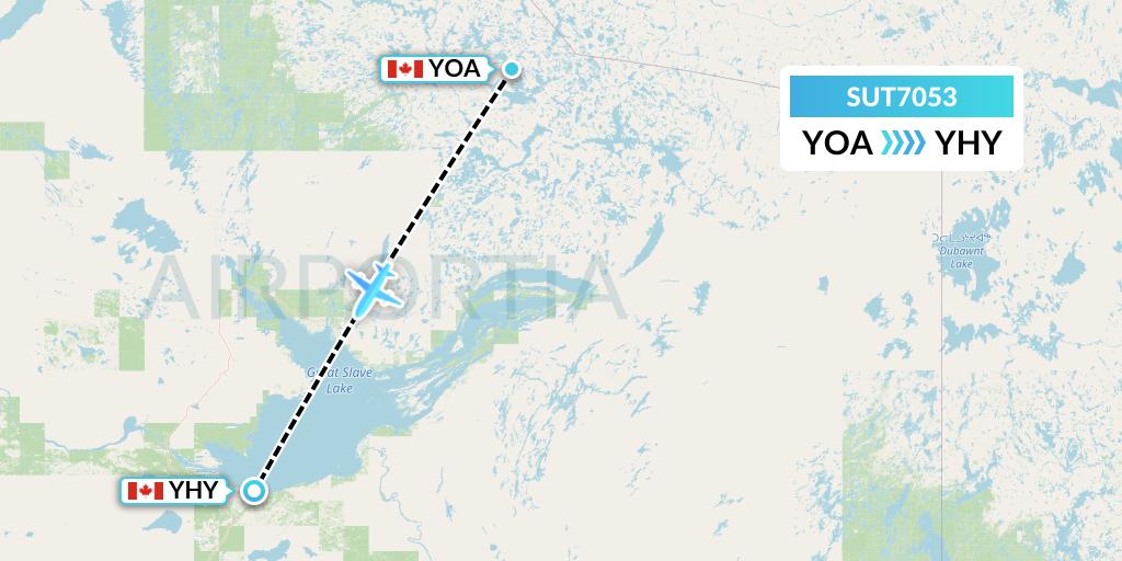 SUT7053 Summit Air Ltd. Flight Map: Ekati to Hay River