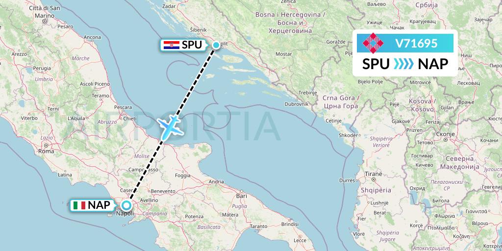 V71695 Volotea Flight Map: Split to Naples