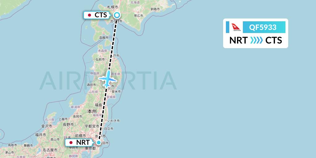 QF5933 Qantas Flight Map: Tokyo to Sapporo