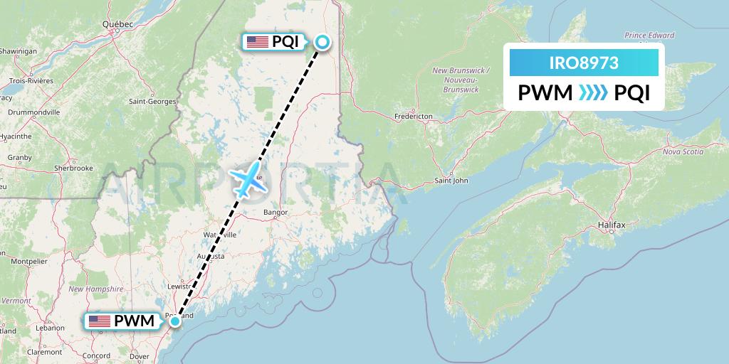 IRO8973 CSA Air Flight Map: Portland to Presque Isle