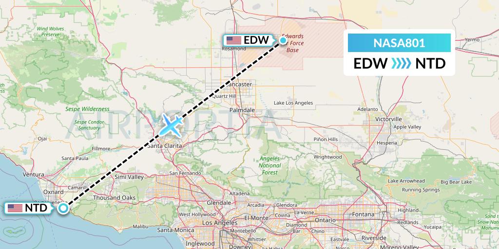NASA801 Nasair Flight Map: Edwards AFB to Port Hueneme
