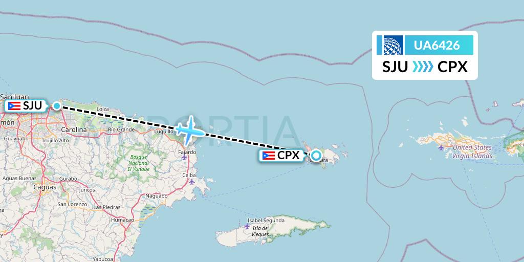 UA6426 United Airlines Flight Map: San Juan to Isla De Culebra